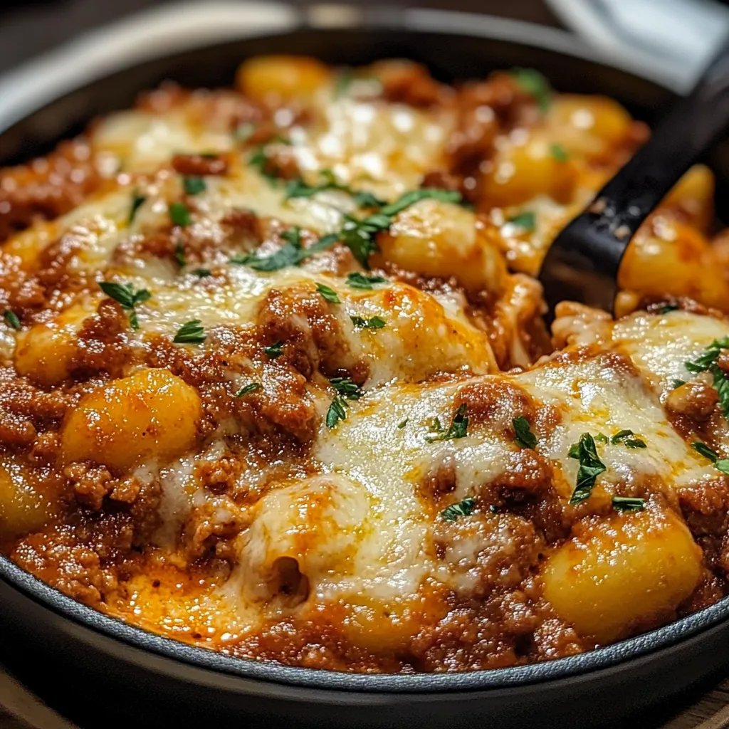 Gnocchi-Auflauf mit Käse-Bolognese