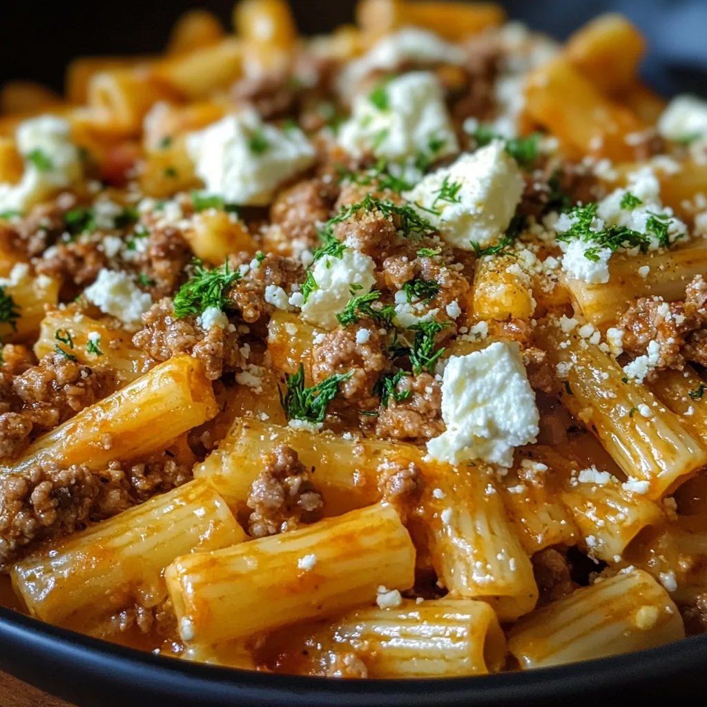 Griechischer Nudel-Auflauf mit Feta und Hackfleisch