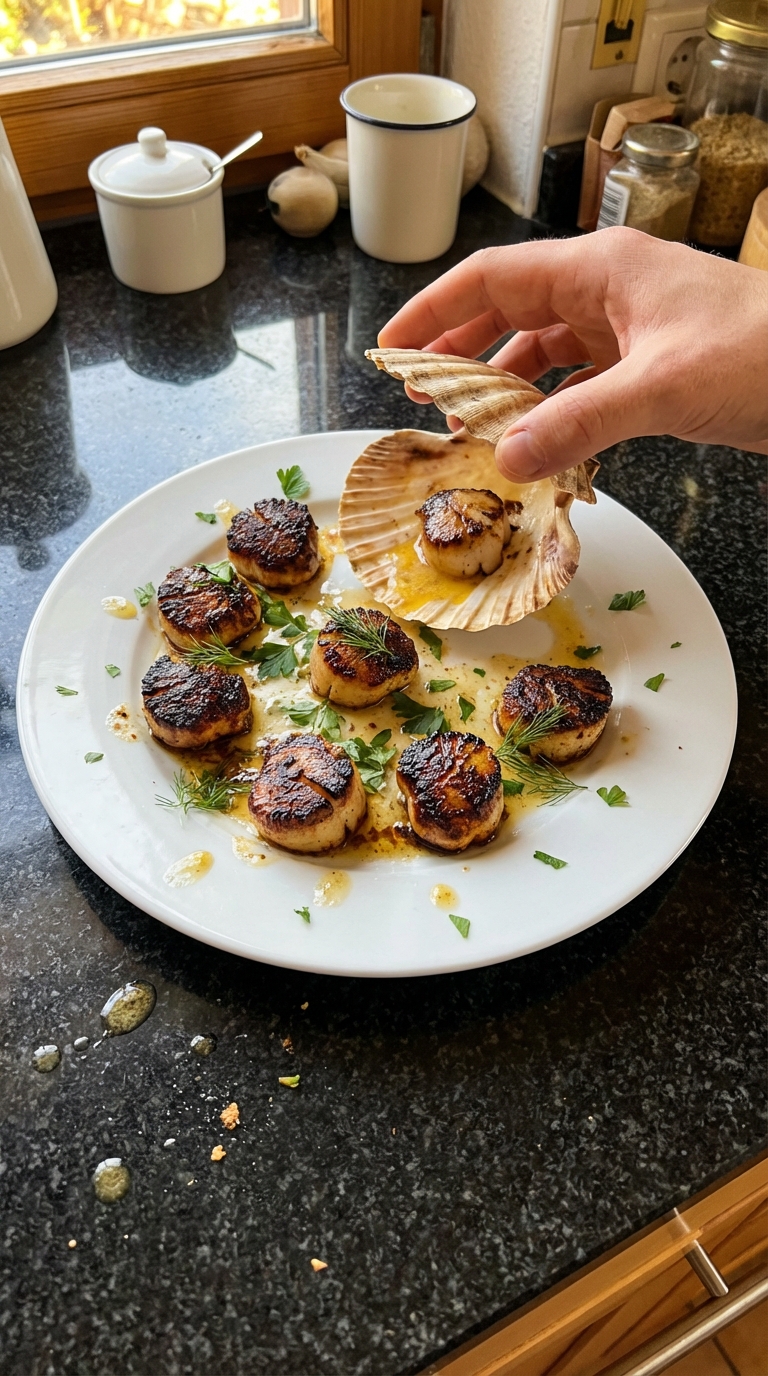 Einfaches Gericht mit Gebratenen Jakobsmuscheln​