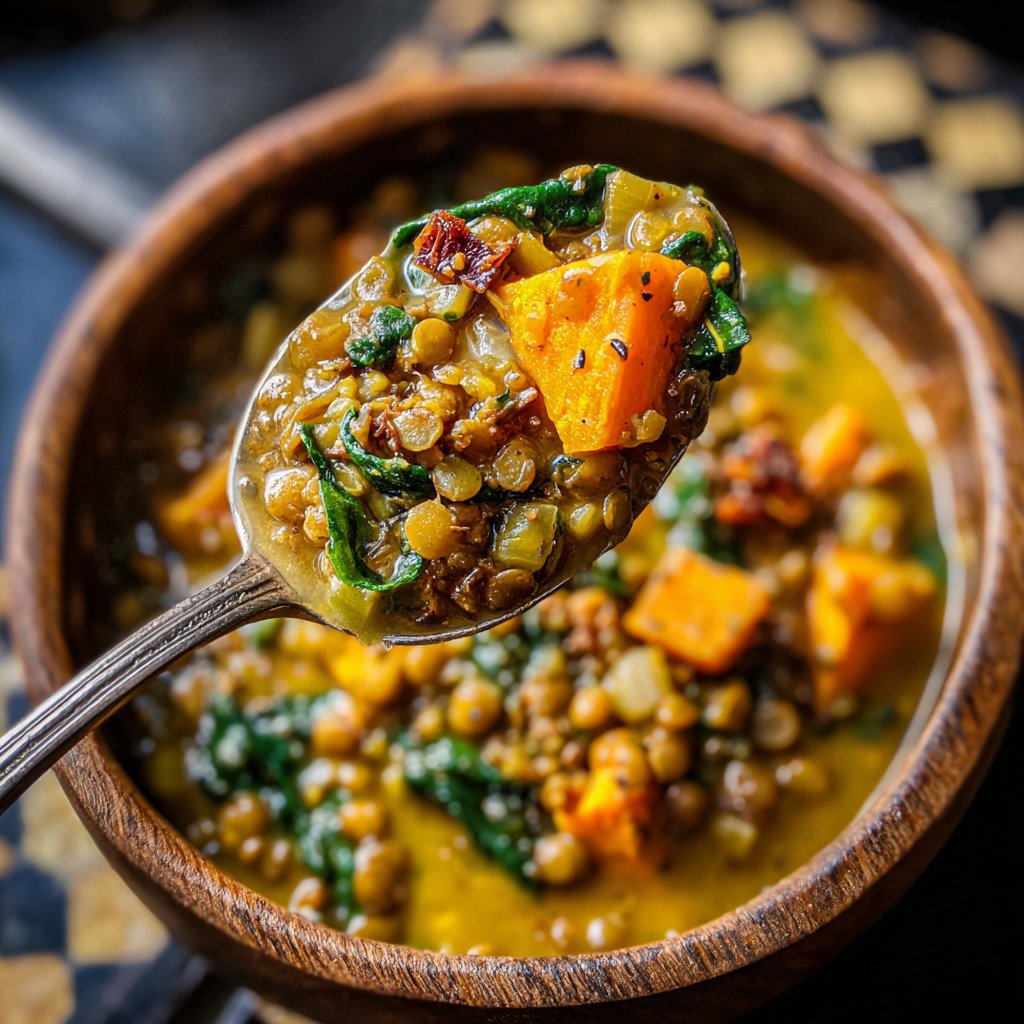 Curry-Linsen- und Gemüseeintopf