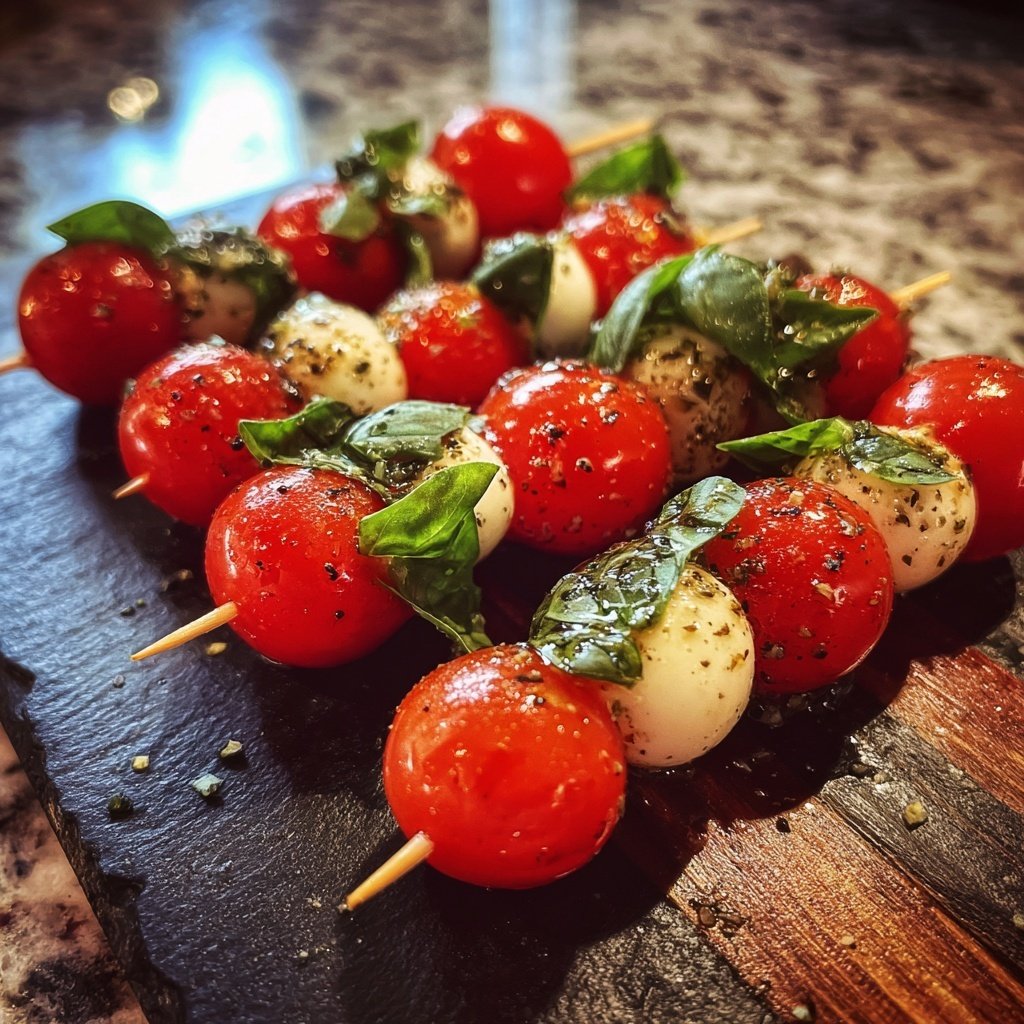 Einfache Caprese Kirsch Tomaten Spieße