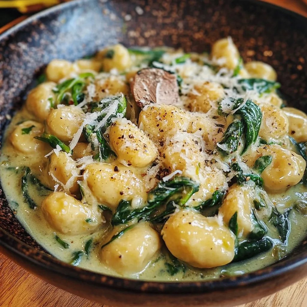 Gnocchi mit Pilzen und Spinat