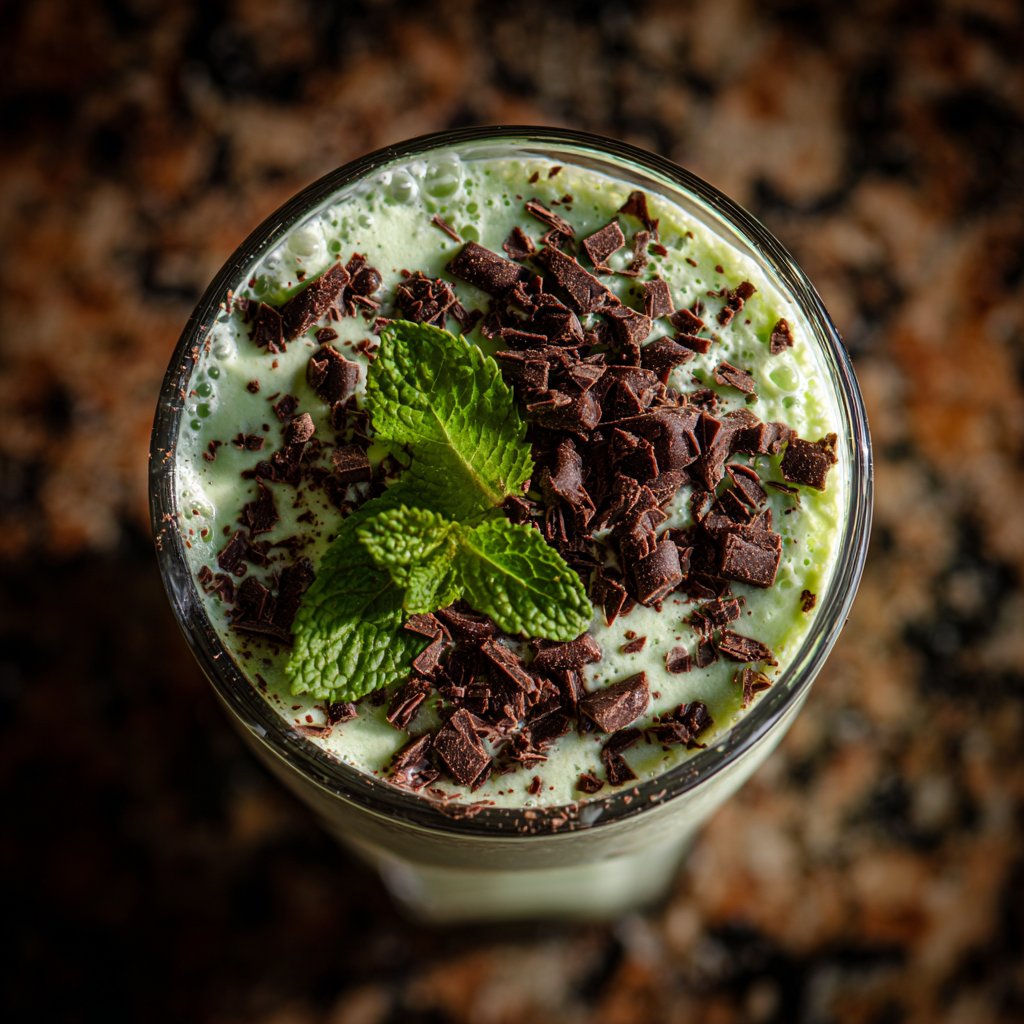 Minz-Schokoladenstückchen-Milchshake
