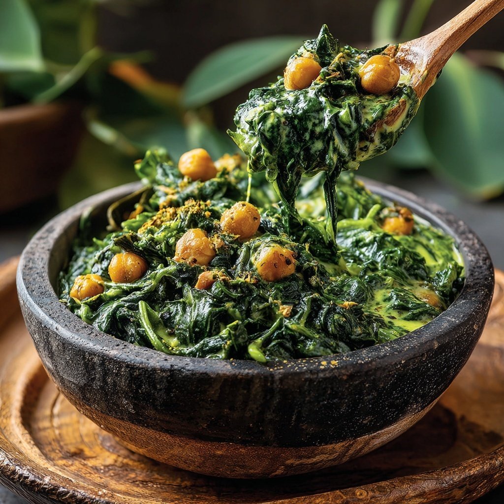 Kichererbsen Spinat Eintopf Bowl