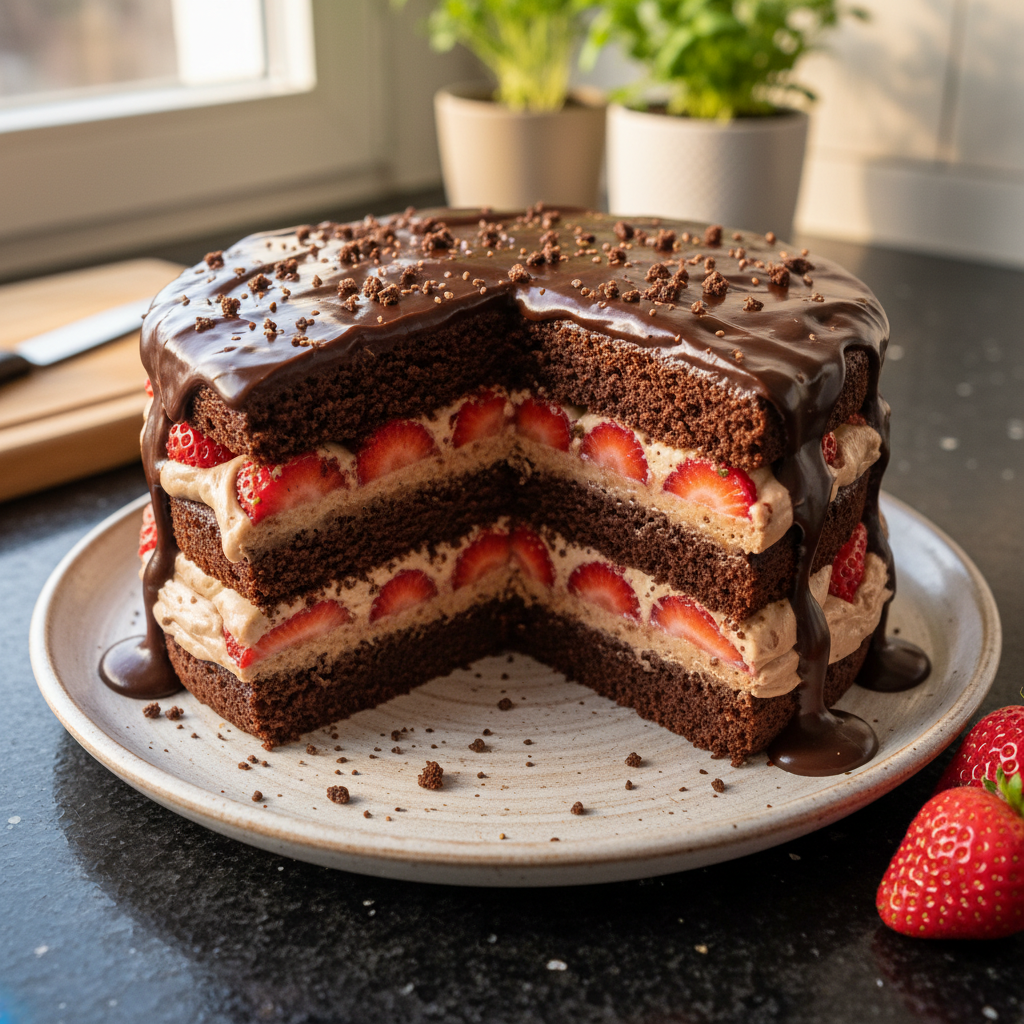 Schokoladen Erdbeer Schichtkuchen