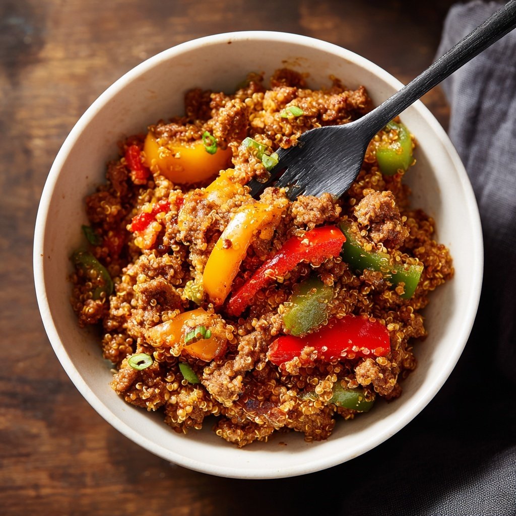 Hackfleisch Quinoa Bowl
