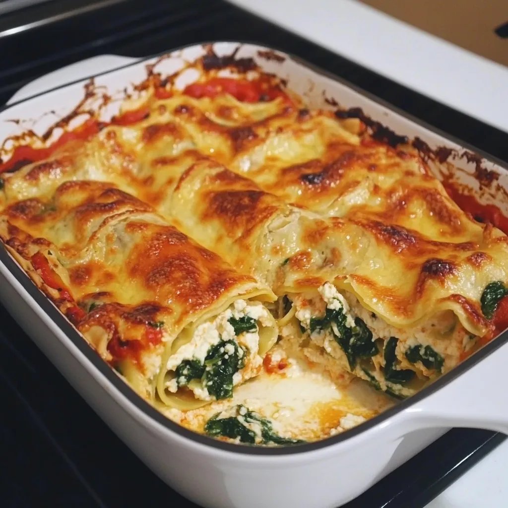 Spinatlasagne mit Feta und Tomaten