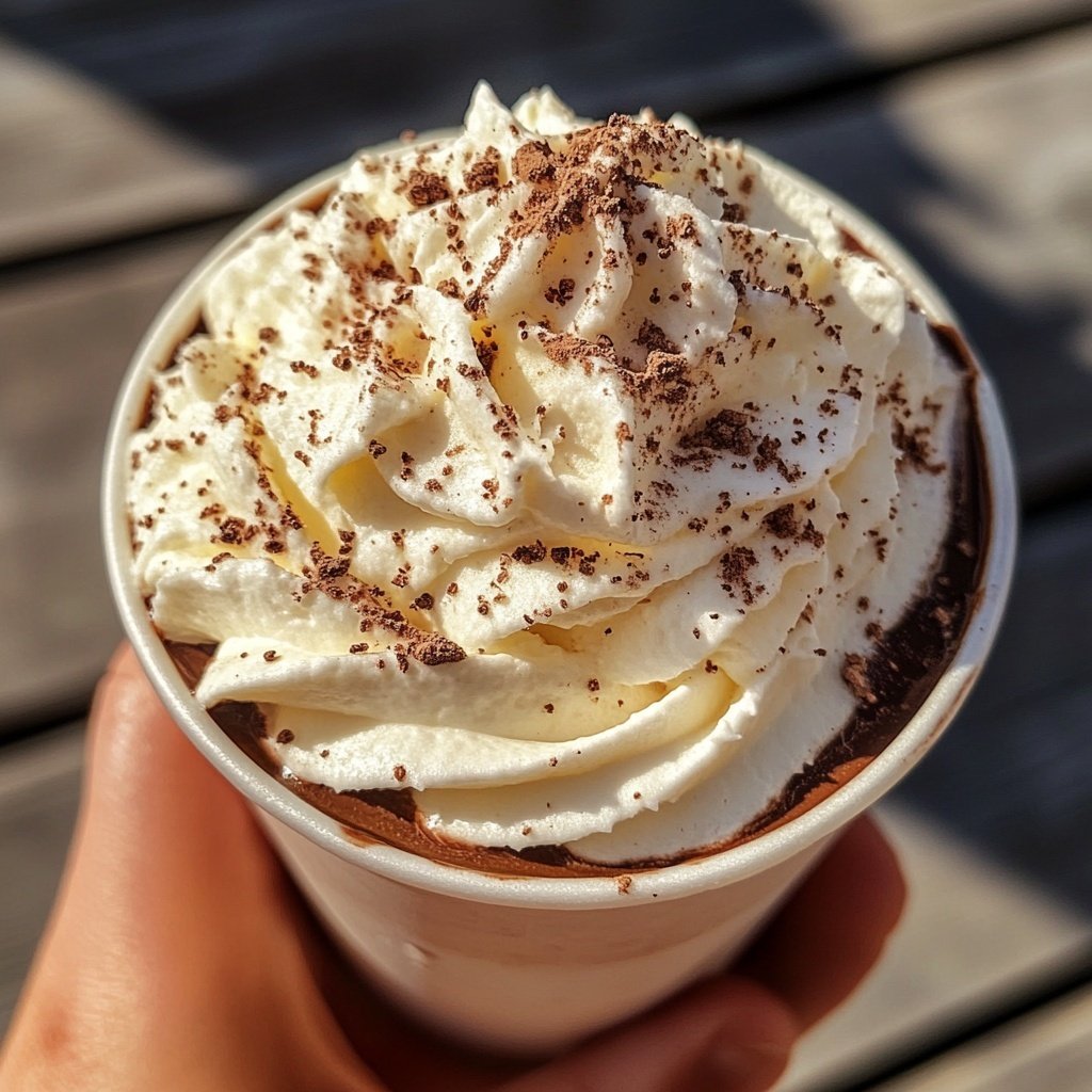 Heiße Schokolade mit Zimt, Vanille und Sahnehaube