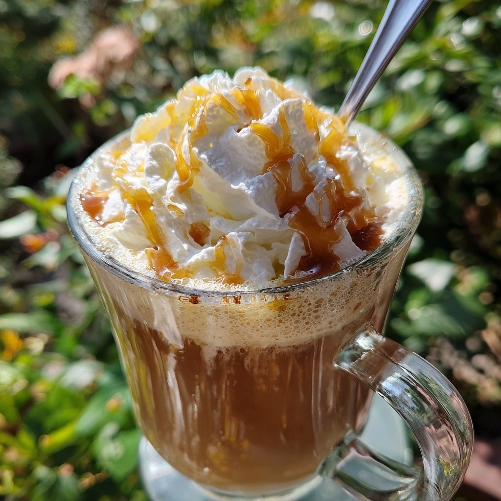 Eierpunsch mit Karamellsirup und Sahne