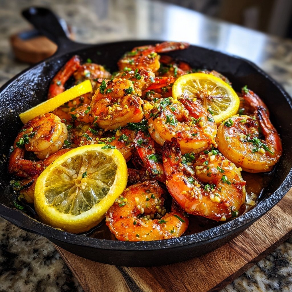 Knoblauch-Zitronen-Garnelenpfanne