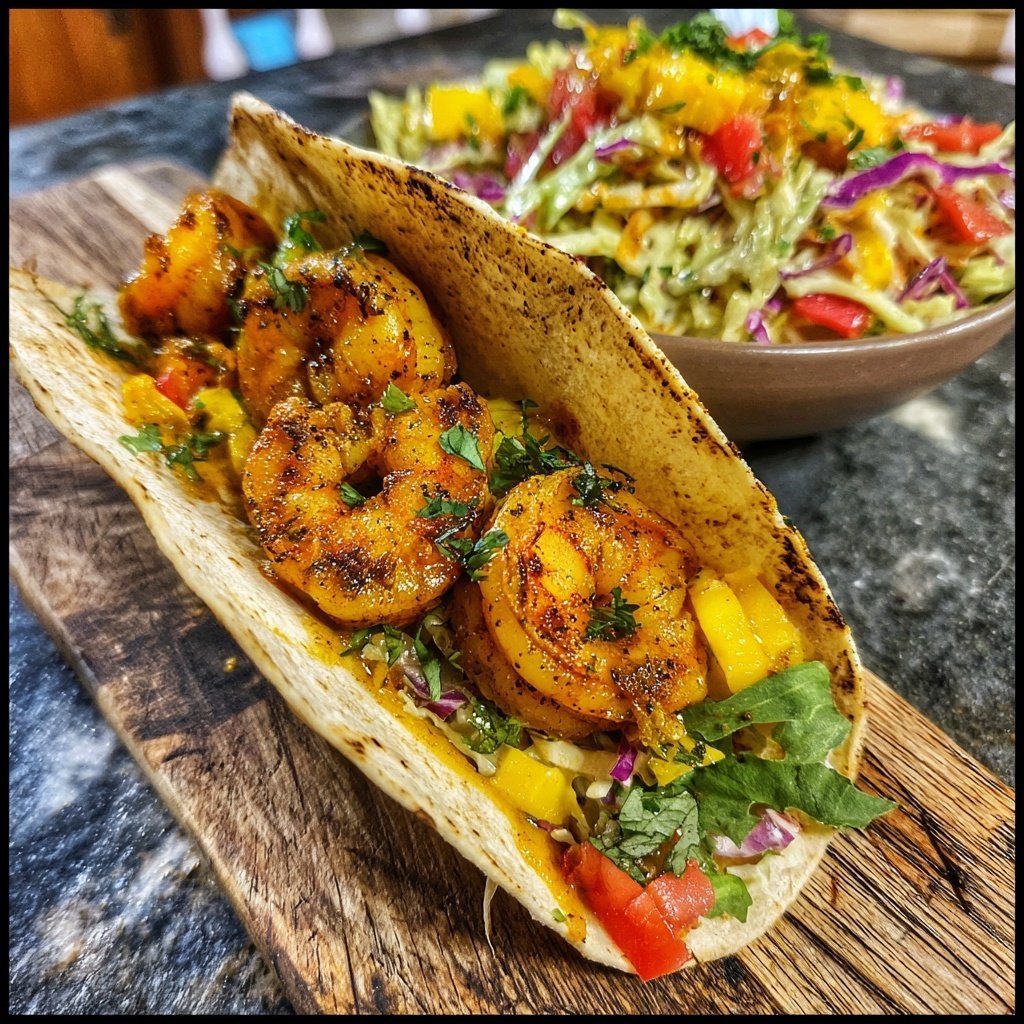 Gegrillte Garnelen Tacos mit Krautsalat