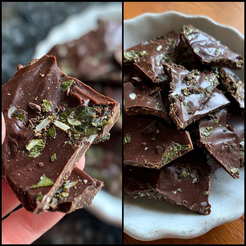 dunkle Schokoladen Pfefferminz Bark Brittle