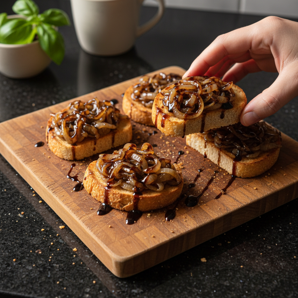Balsamico Karamellisierte Zwiebel Bruschetta