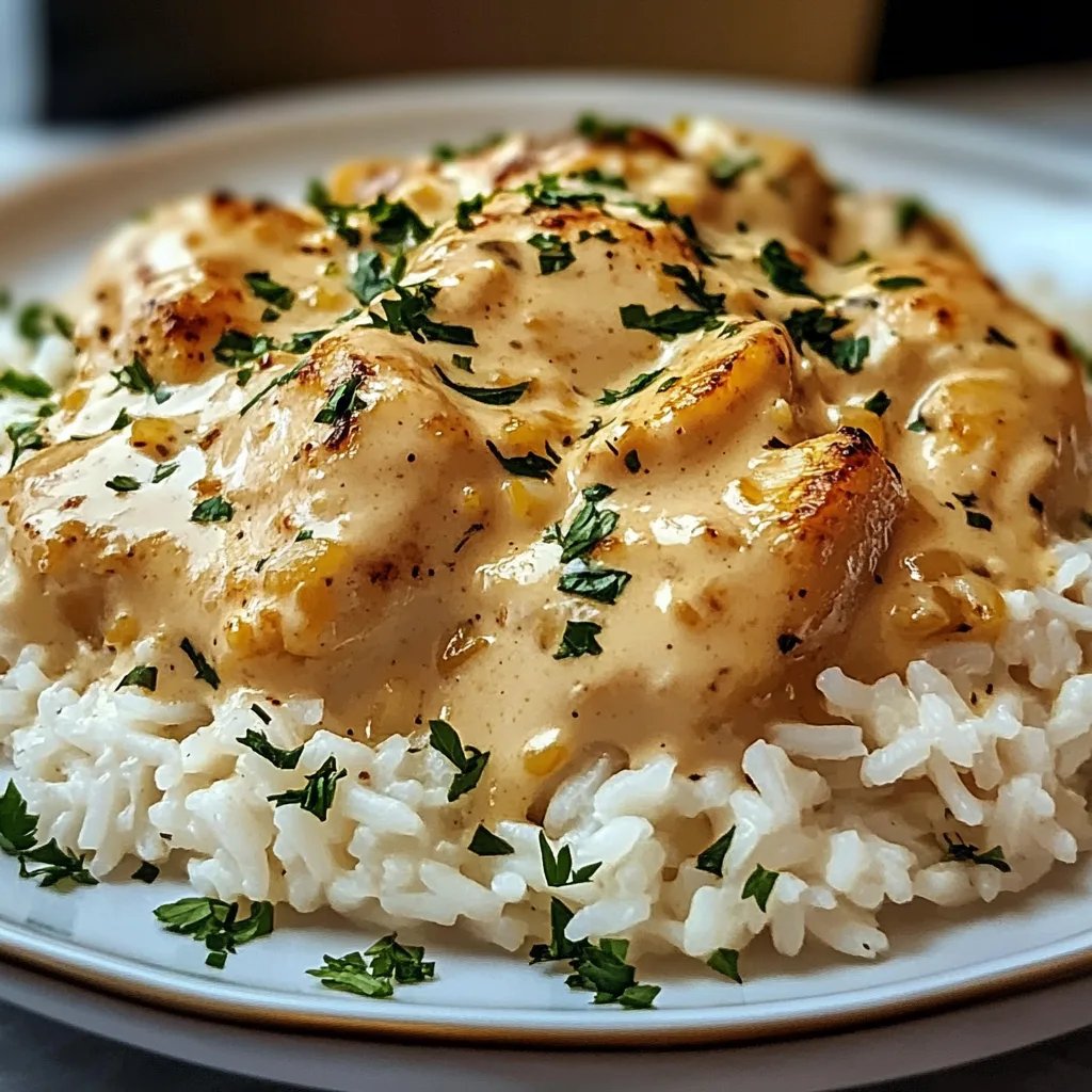 Cremiges Hähnchen mit Reis