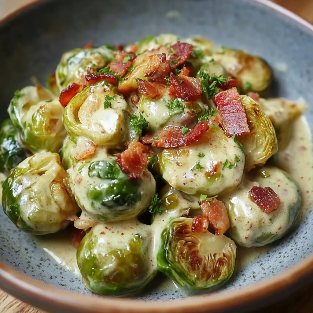 Rahm-Rosenkohl mit Speck und cremiger Soße