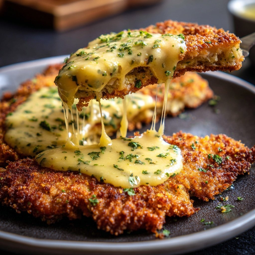 Knusprige Deutsche Schnitzel mit Fondue-Schnitzel-Soße