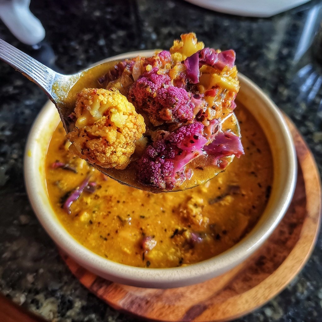 Roter Kohl Blumenkohl Kokos Dhal