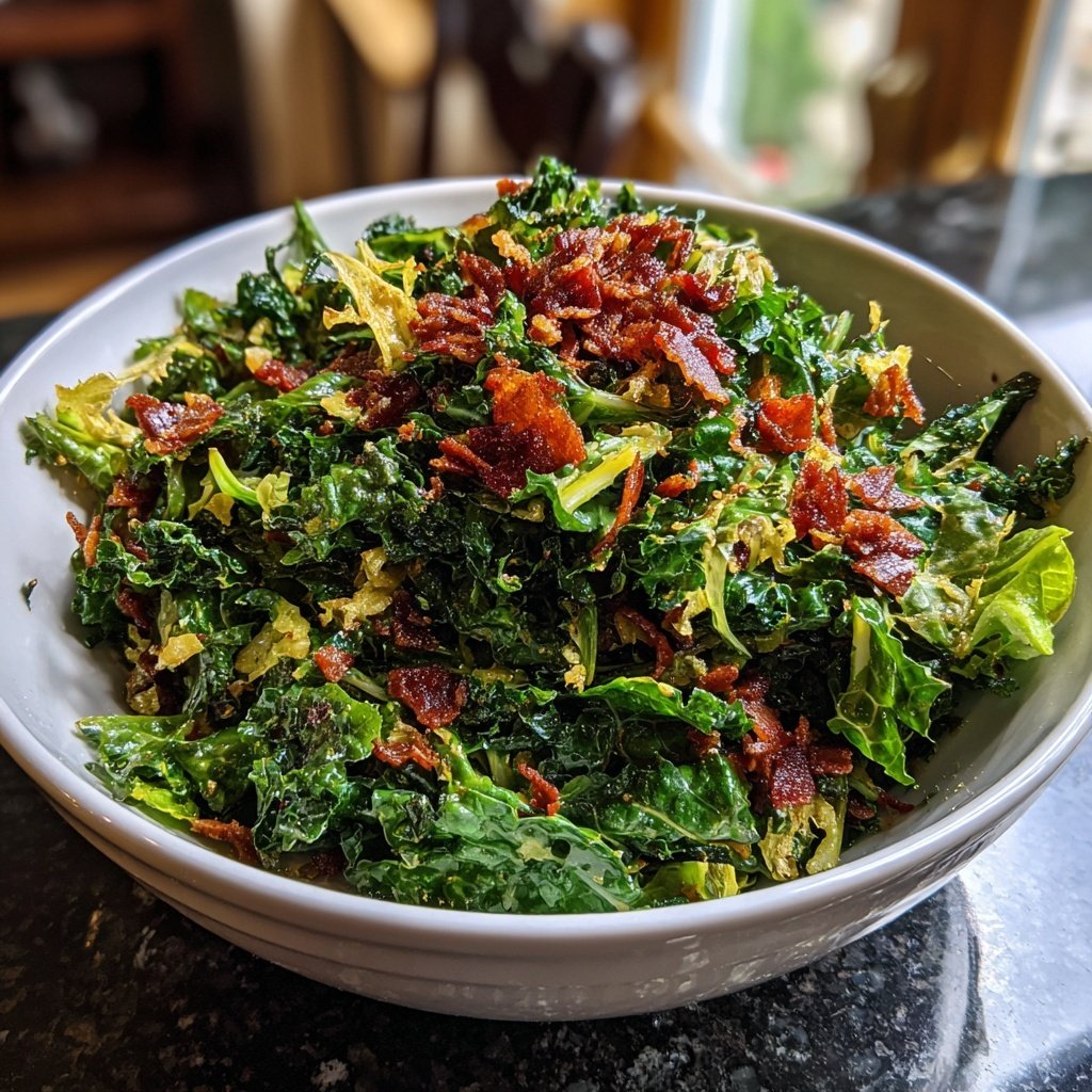 Feldsalat mit Speckstreusel warm