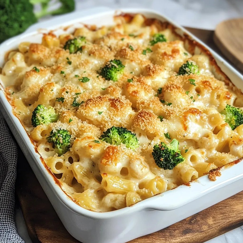 Hähnchen-Nudelauflauf mit Brokkoli